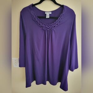 Maggie Barnes For Catherines Purple 3/4 Length Sleeve Tunic